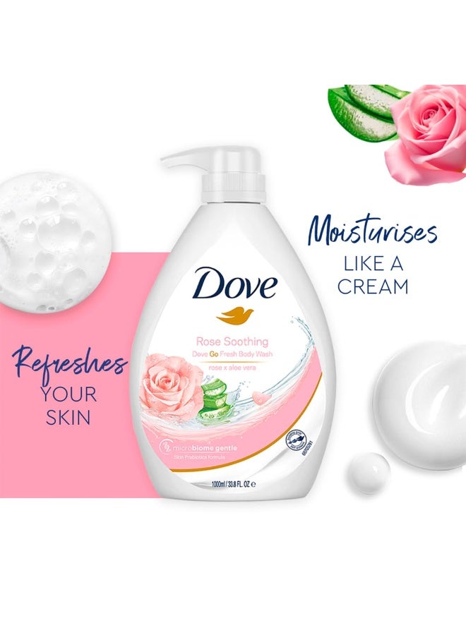 Dove Soothing Rose & Aloe Vera Body Wash for Replenished Skin, Refreshing Scent 1000ml - Image 4